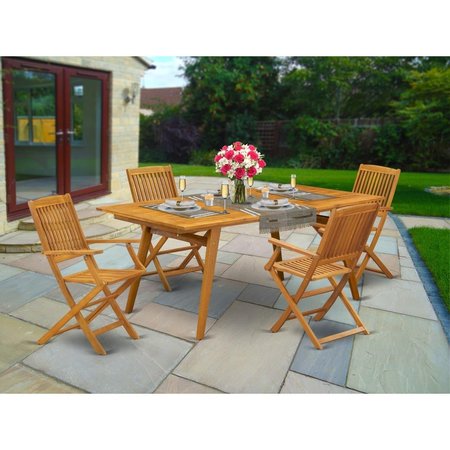 EAST WEST FURNITURE 5 Piece Denison Outdoor Furniture Set - Natural Oil DECM5CANA